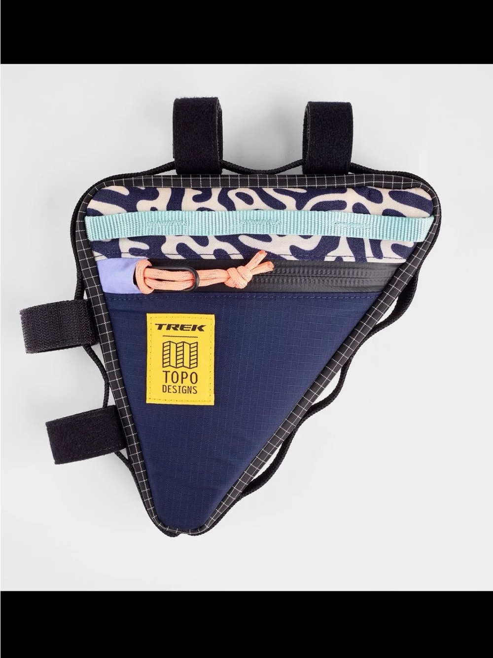 Topo Designs Navy and Coral Triangle Bike Frame Bag